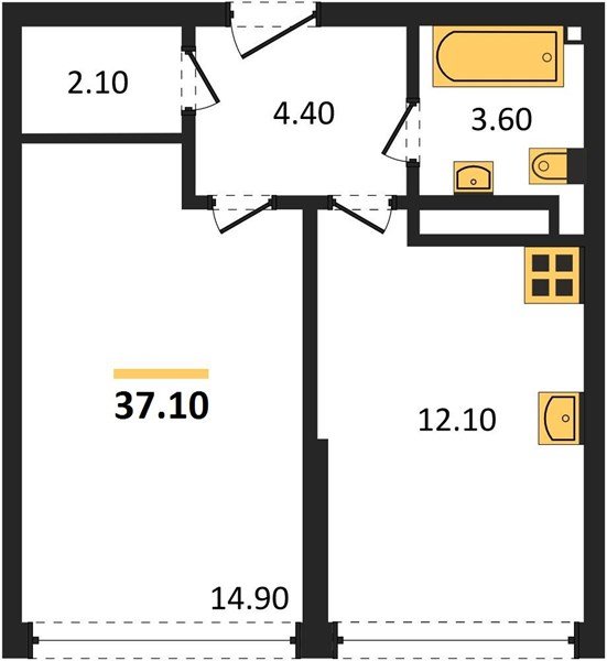 Фото №1: 1-комнатная квартира 37 м² - Краснодар, Прикубанский внутригородской округ, мкр. жилой комплекс Самолёт-6