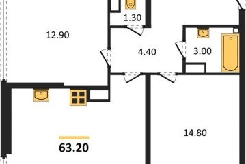 Фото №1: 2-комнатная квартира 63 м² - Краснодар, мкр. жилой комплекс Самолёт-6, 