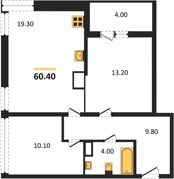 Фото №1: 2-комнатная квартира 60 м² - Краснодар, Прикубанский внутригородской округ, мкр. жилой комплекс Самолёт-6