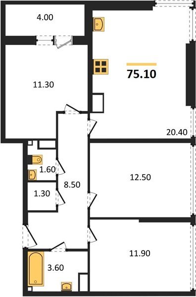 Фото №1: 3-комнатная квартира 75 м² - Краснодар, Прикубанский внутригородской округ, мкр. жилой комплекс Самолёт-6