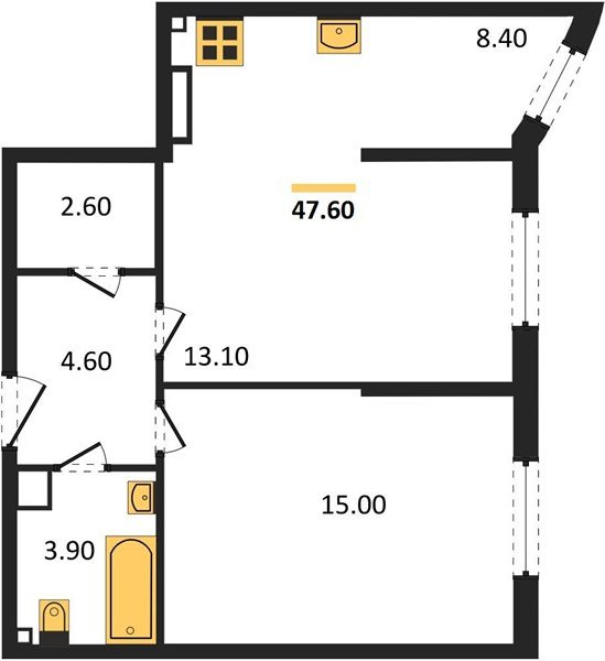 Фото №1: 2-комнатная квартира 47 м² - Краснодар, Прикубанский внутригородской округ, мкр. жилой комплекс Самолёт-6