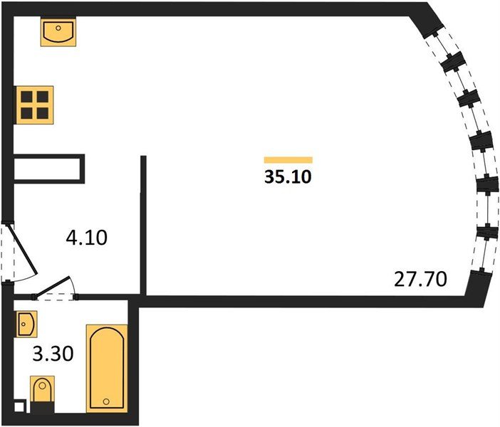 Фото №1: Студия 35 м² - Краснодар, жилой комплекс Самолёт-6