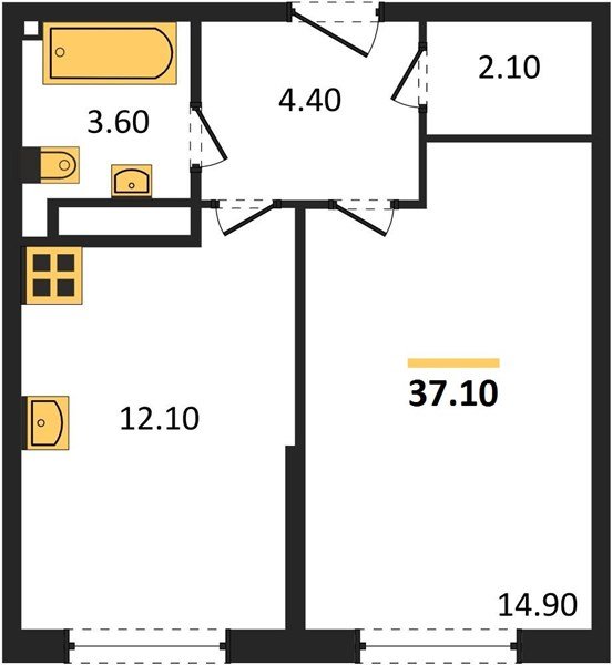 Фото №1: 1-комнатная квартира 37 м² - Краснодар, Прикубанский внутригородской округ, мкр. жилой комплекс Самолёт-6