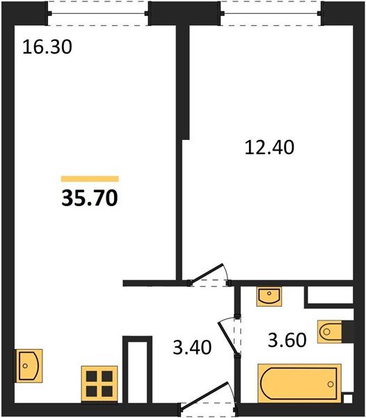 Фото №1: 1-комнатная квартира 35 м² - Краснодар, Прикубанский внутригородской округ, мкр. жилой комплекс Самолёт-6