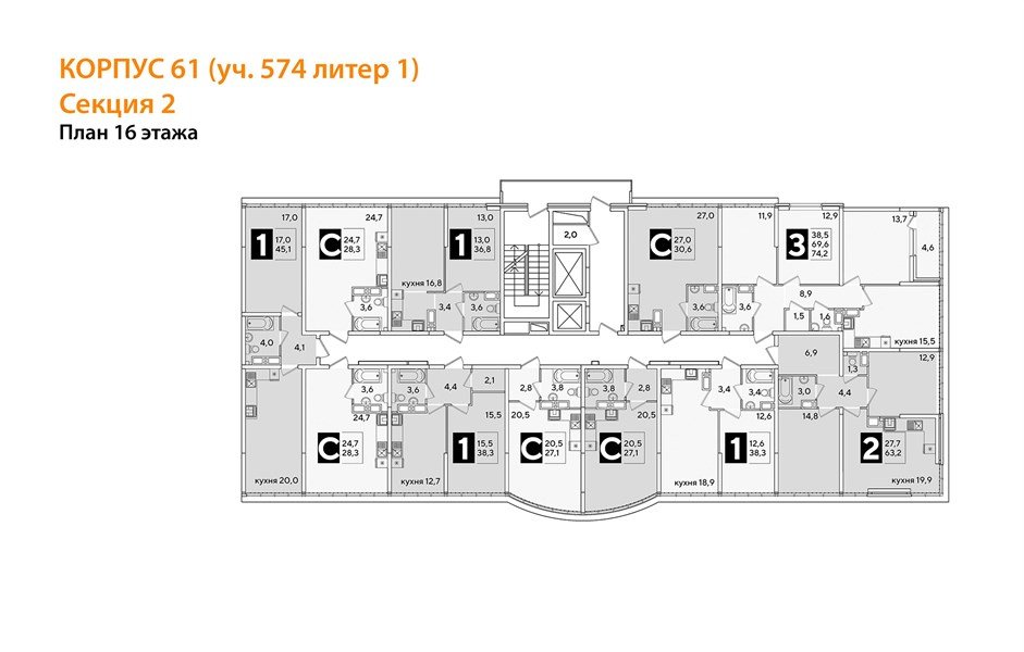 Фото №8: 3-комнатная квартира 74 м² - Краснодар, Прикубанский внутригородской округ, мкр. жилой комплекс Самолёт-6