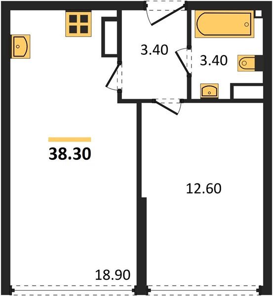 Фото №1: 1-комнатная квартира 38 м² - Краснодар, Прикубанский внутригородской округ, мкр. жилой комплекс Самолёт-6