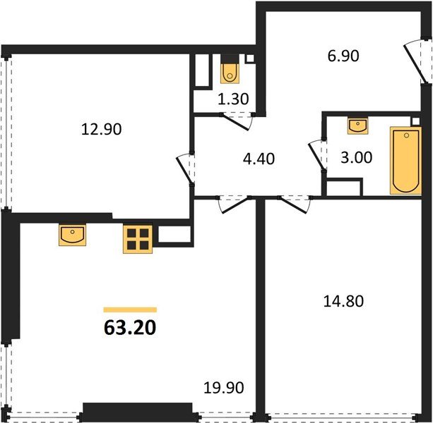 Фото №1: 2-комнатная квартира 63 м² - Краснодар, Прикубанский внутригородской округ, мкр. жилой комплекс Самолёт-6