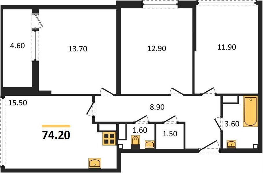 Фото №1: 3-комнатная квартира 74 м² - Краснодар, Прикубанский внутригородской округ, мкр. жилой комплекс Самолёт-6