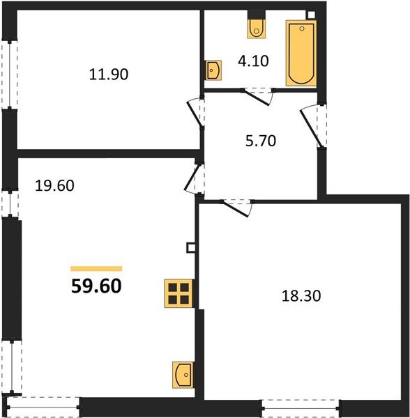 Фото №1: 2-комнатная квартира 59 м² - Краснодар, Прикубанский внутригородской округ, мкр. жилой комплекс Самолёт-6