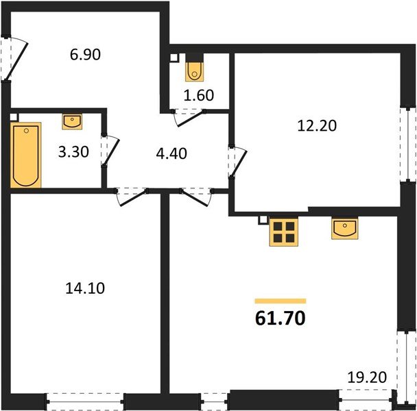 Фото №1: 2-комнатная квартира 61 м² - Краснодар, Прикубанский внутригородской округ, мкр. жилой комплекс Самолёт-6