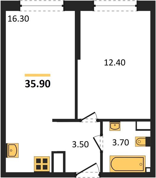 Фото №1: 1-комнатная квартира 35 м² - Краснодар, Прикубанский внутригородской округ, мкр. жилой комплекс Самолёт-6