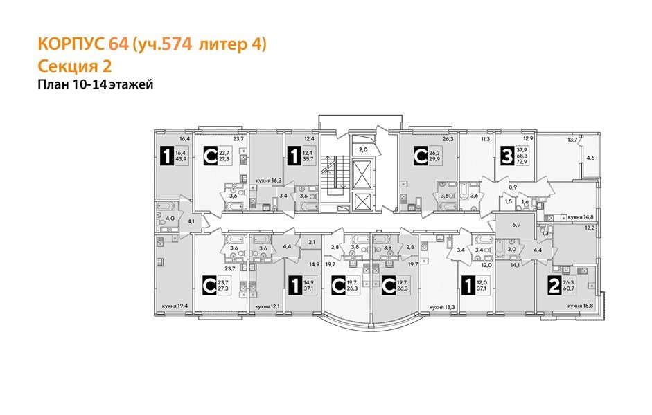 Фото №8: 1-комнатная квартира 37 м² - Краснодар, Прикубанский внутригородской округ, мкр. жилой комплекс Самолёт-6