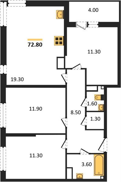 Фото №1: 3-комнатная квартира 72 м² - Краснодар, Прикубанский внутригородской округ, мкр. жилой комплекс Самолёт-6