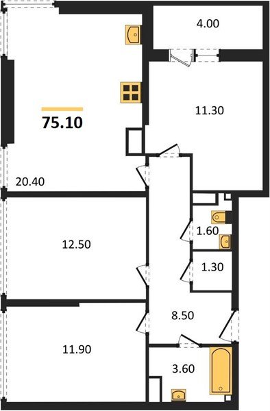 Фото №1: 3-комнатная квартира 75 м² - Краснодар, Прикубанский внутригородской округ, мкр. жилой комплекс Самолёт-6
