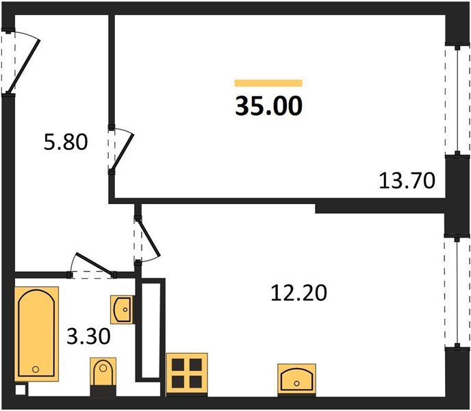 Фото №1: 1-комнатная квартира 35 м² - Краснодар, Прикубанский внутригородской округ, мкр. жилой комплекс Самолёт-6