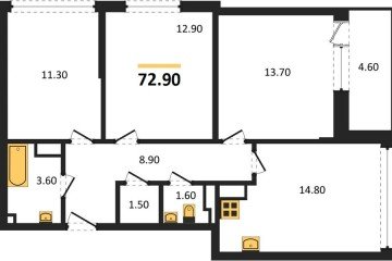Фото №1: 3-комнатная квартира 72 м² - Краснодар, мкр. жилой комплекс Самолёт-6, 