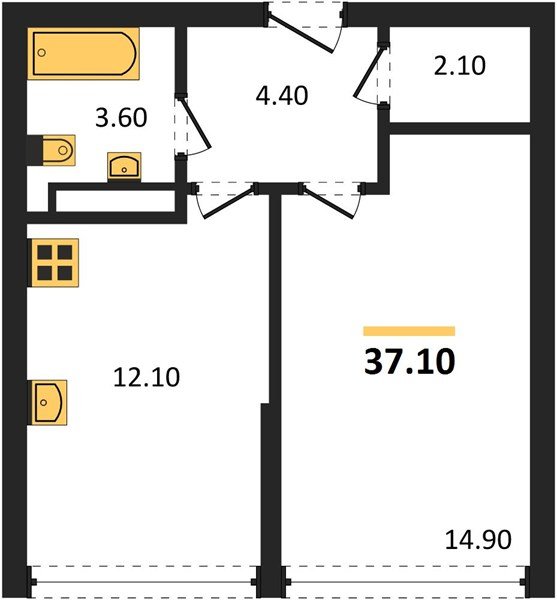 Фото №1: 1-комнатная квартира 37 м² - Краснодар, Прикубанский внутригородской округ, мкр. жилой комплекс Самолёт-6