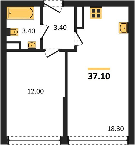 Фото №1: 1-комнатная квартира 37 м² - Краснодар, Прикубанский внутригородской округ, мкр. жилой комплекс Самолёт-6