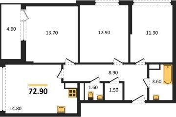 Фото №1: 3-комнатная квартира 72 м² - Краснодар, мкр. жилой комплекс Самолёт-6, 