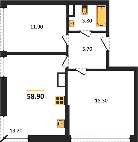Фото №1: 2-комнатная квартира 58 м² - Краснодар, Прикубанский внутригородской округ, мкр. жилой комплекс Самолёт-6