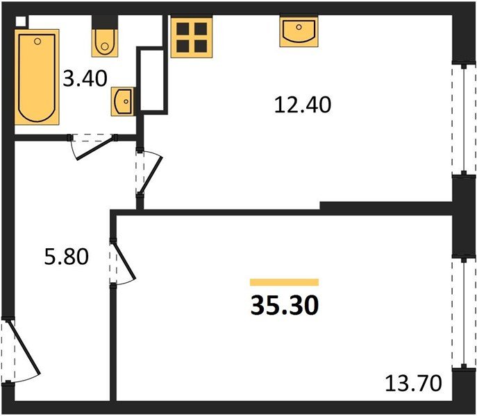 Фото №1: 1-комнатная квартира 35 м² - Краснодар, жилой комплекс Самолёт-6, мкр. Прикубанский внутригородской округ