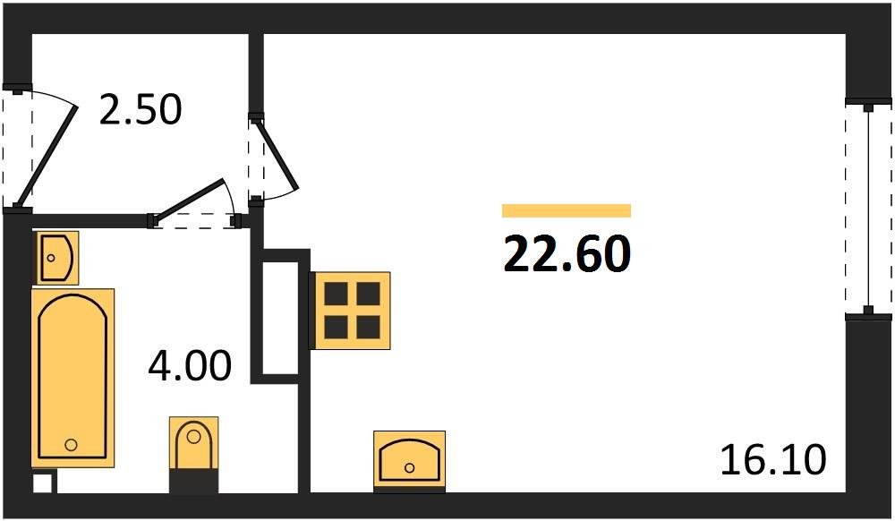 Фото №1: Студия 22 м² - Краснодар, жилой комплекс Самолёт-6, мкр. Прикубанский внутригородской округ