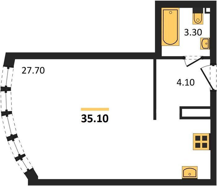 Фото №1: Студия 35 м² - Краснодар, жилой комплекс Самолёт-6, мкр. Прикубанский внутригородской округ