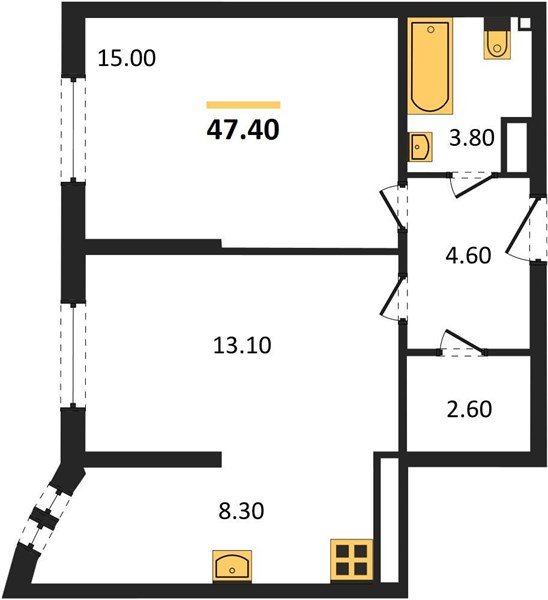 Фото №1: 2-комнатная квартира 47 м² - Краснодар, жилой комплекс Самолёт-6, мкр. Прикубанский внутригородской округ