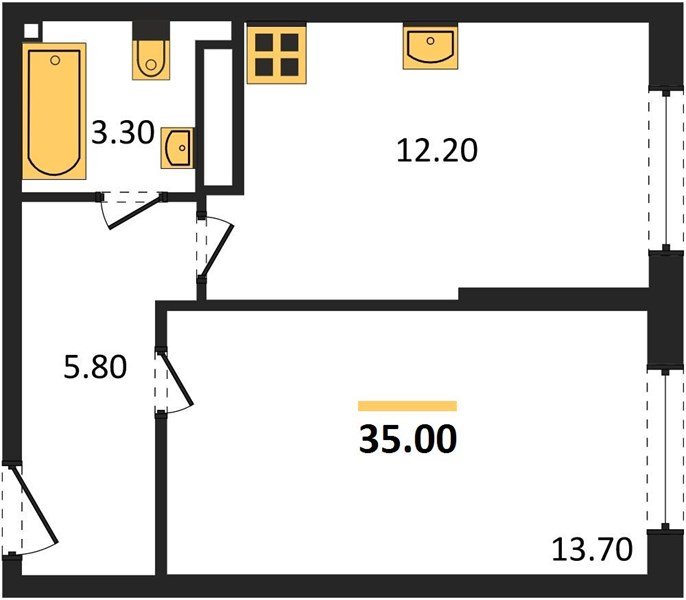 Фото №1: 1-комнатная квартира 35 м² - Краснодар, жилой комплекс Самолёт-6, мкр. Прикубанский внутригородской округ