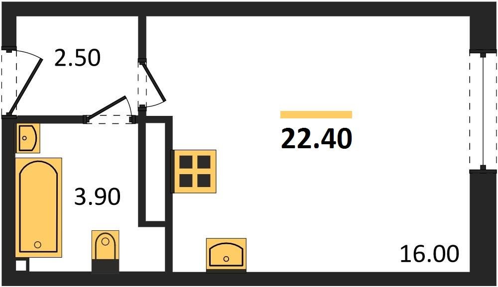 Фото №1: Студия 22 м² - Краснодар, жилой комплекс Самолёт-6, мкр. Прикубанский внутригородской округ