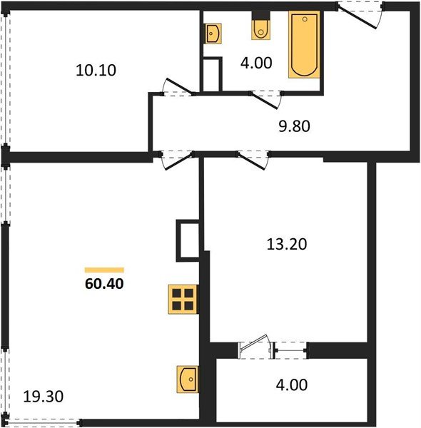 Фото №1: 2-комнатная квартира 60 м² - Краснодар, жилой комплекс Самолёт-6, мкр. Прикубанский внутригородской округ