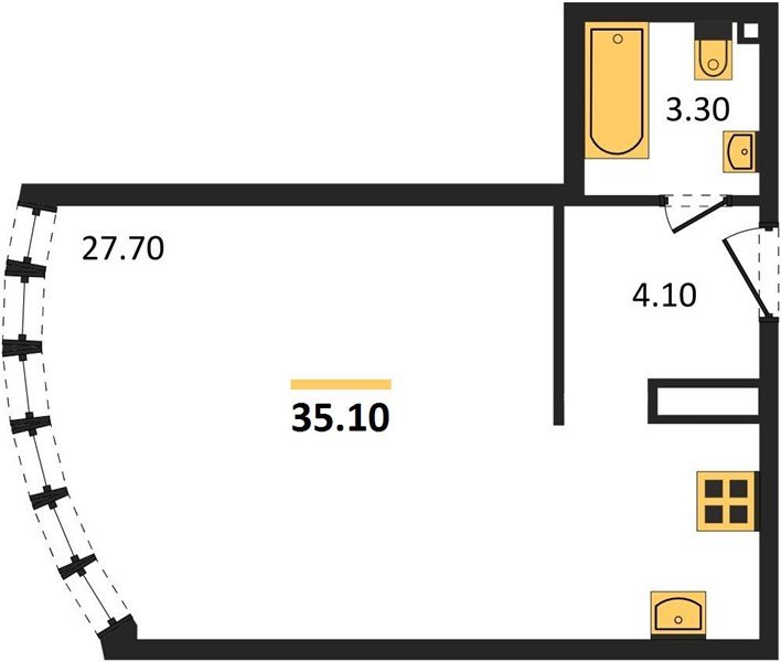 Фото №1: Студия 35 м² - Краснодар, жилой комплекс Самолёт-6, мкр. Прикубанский внутригородской округ