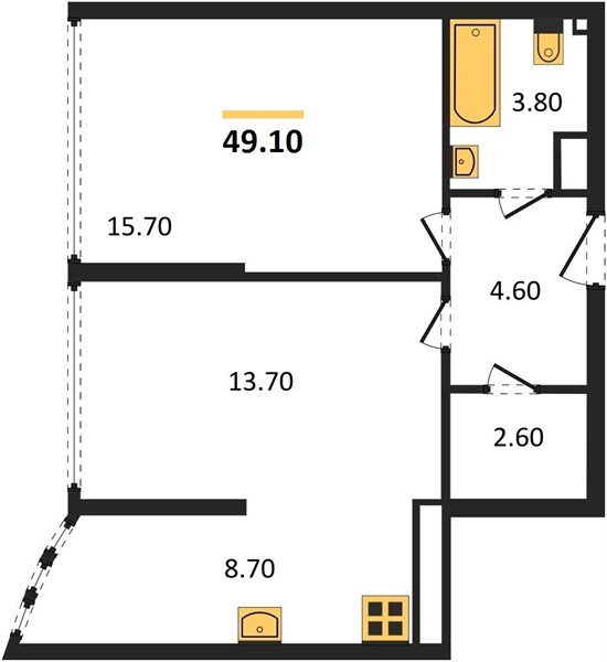 Фото №1: 2-комнатная квартира 49 м² - Краснодар, жилой комплекс Самолёт-6, мкр. Прикубанский внутригородской округ