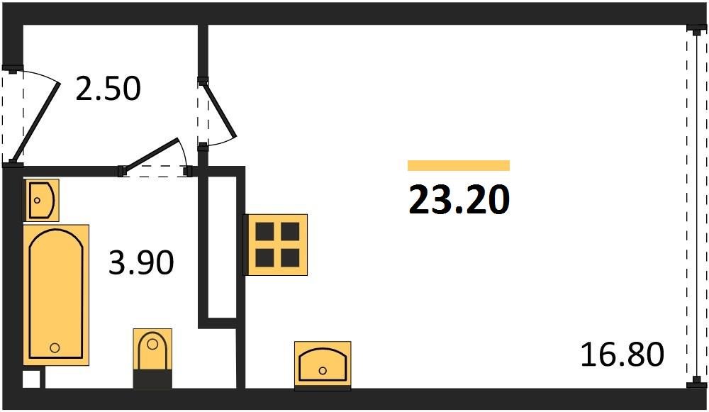 Фото №1: Студия 23 м² - Краснодар, жилой комплекс Самолёт-6, мкр. Прикубанский внутригородской округ