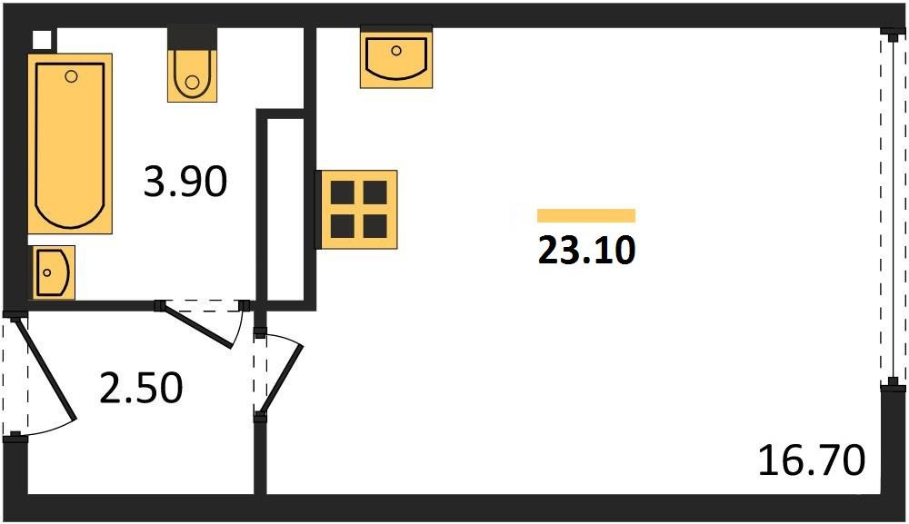 Фото №1: Студия 23 м² - Краснодар, жилой комплекс Самолёт-6, мкр. Прикубанский внутригородской округ