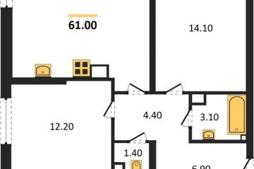 Фото №1: 2-комнатная квартира 61 м² - Краснодар, мкр. Прикубанский внутригородской округ, 