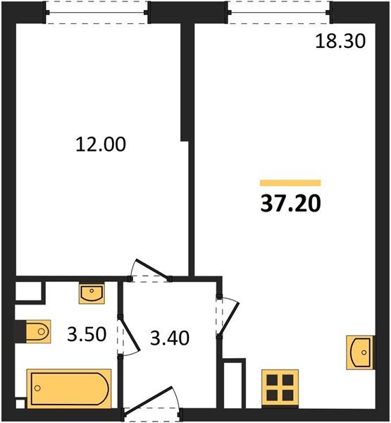 Фото №1: 1-комнатная квартира 37 м² - Краснодар, жилой комплекс Самолёт-6, мкр. Прикубанский внутригородской округ