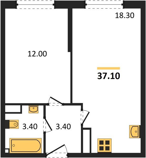 Фото №1: 1-комнатная квартира 37 м² - Краснодар, жилой комплекс Самолёт-6, мкр. Прикубанский внутригородской округ