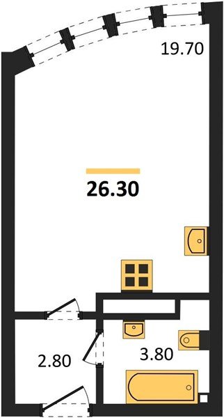 Фото №1: Студия 26 м² - Краснодар, жилой комплекс Самолёт-6, мкр. Прикубанский внутригородской округ