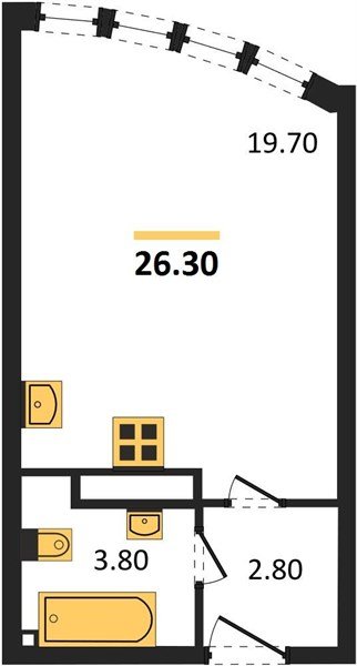 Фото №1: Студия 26 м² - Краснодар, жилой комплекс Самолёт-6, мкр. Прикубанский внутригородской округ