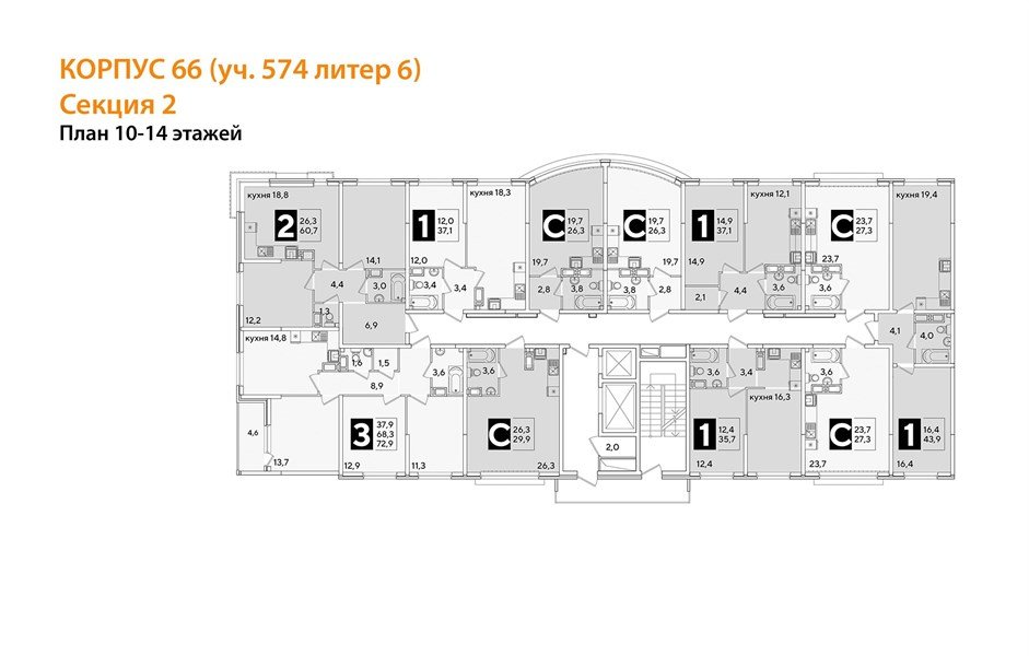 Фото №8: Студия 27 м² - Краснодар, жилой комплекс Самолёт-6, мкр. Прикубанский внутригородской округ
