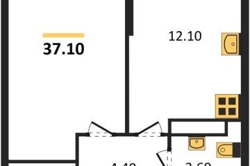 Фото №1: 1-комнатная квартира 37 м² - Краснодар, мкр. Прикубанский внутригородской округ, 
