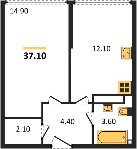 Фото №1: 1-комнатная квартира 37 м² - Краснодар, жилой комплекс Самолёт-6, мкр. Прикубанский внутригородской округ