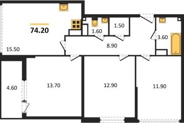 Фото №1: 3-комнатная квартира 74 м² - Краснодар, мкр. Прикубанский внутригородской округ, 