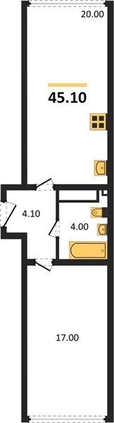 Фото №1: 1-комнатная квартира 45 м² - Краснодар, жилой комплекс Самолёт-6, мкр. Прикубанский внутригородской округ
