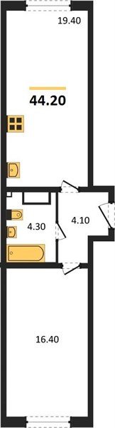 Фото №1: 1-комнатная квартира 44 м² - Краснодар, жилой комплекс Самолёт-6, мкр. Прикубанский внутригородской округ