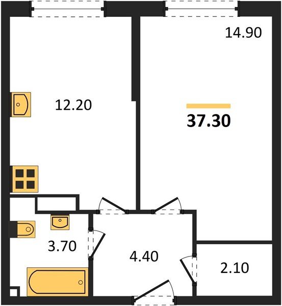 Фото №1: 1-комнатная квартира 37 м² - Краснодар, жилой комплекс Самолёт-6, мкр. Прикубанский внутригородской округ