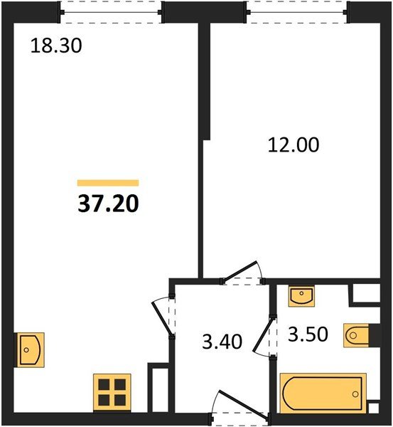 Фото №1: 1-комнатная квартира 37 м² - Краснодар, жилой комплекс Самолёт-6, мкр. Прикубанский внутригородской округ