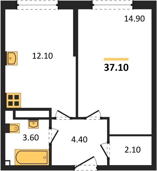 Фото №1: 1-комнатная квартира 37 м² - Краснодар, жилой комплекс Самолёт-6, мкр. Прикубанский внутригородской округ