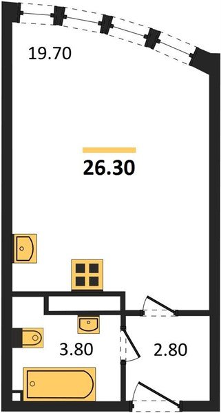 Фото №1: Студия 26 м² - Краснодар, жилой комплекс Самолёт-6, мкр. Прикубанский внутригородской округ